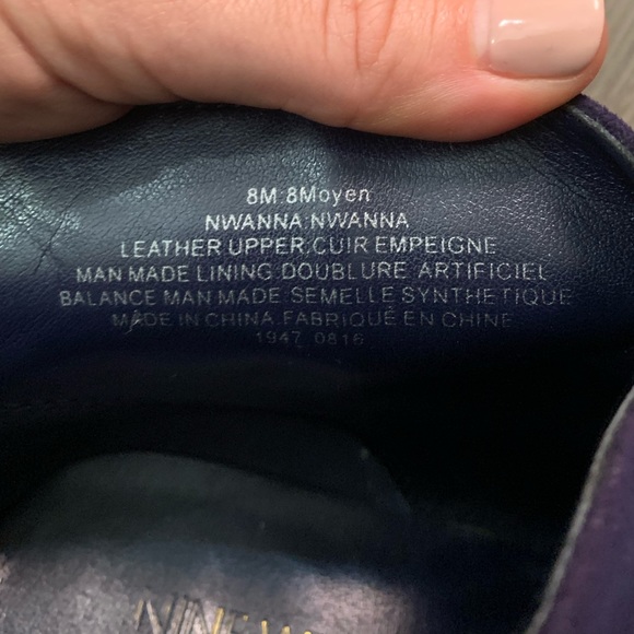 Navy blue suede/leather booties. Nine West. - Picture 4 of 4